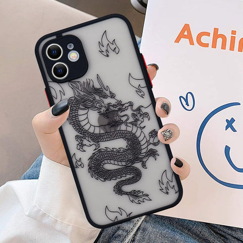 Compatible with iPhone 12 Case Fashion Cool Dragon Animal 3D Pattern Design Frosted PC Back Soft TPU Bumper Shockproof Protective Case Cover for i...