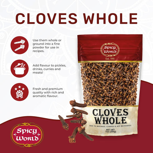 Whole Cloves 7 Oz Bag - Great for Foods, Tea, Pomander Balls, and Even Potpourri - by Spicy World...