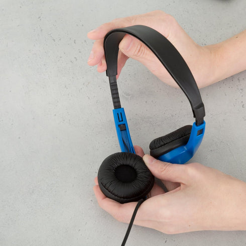 Egghead Heavy-Duty Kids' Stereo Headphones with Padded Ear Cups and 4' Cord, Adjustable Tangle-Free Stereo School Headphones, Blue...
