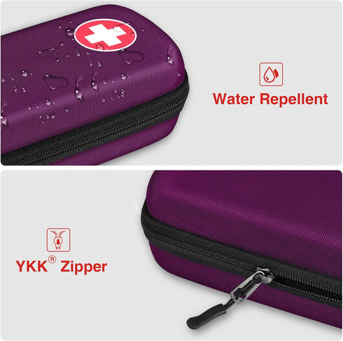 Epipen Medical Carrying Case, Hard Shell EVA Shock Absorption Travel Medication Organizer Bag Emergency Medical Pouch Holds 2 EpiPens, Asthma Inha...