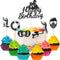 Jetec 37 Pieces Paintball Cake Toppers Birthday Party Supplies, Paintball Cupcake Toppers Decorations, Glitter Silhouette Handmade Cake Decoration...