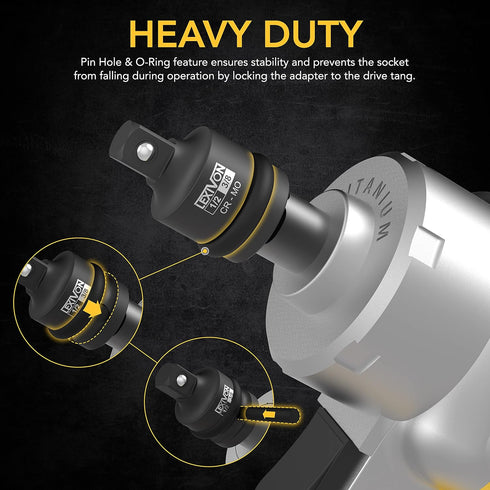 LEXIVON Impact Socket Adapter Combo Kit, 7-piece Increaser, Reducer & Extension Set | 1/4"-3/8"-1/2" Impact Driver Conversions, Active Rust Protec...