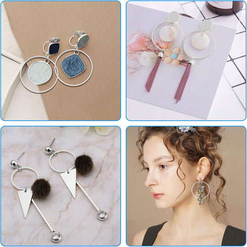 80Pcs Earring Hoops for Jewelry Making, 50mm Earrings Beading Hoop Earrings Findings Hypoallergenic Round Circle Hoop Earring Bulk Open Bezel Pend...