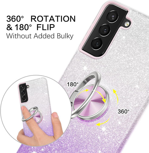 VENINGO Galaxy S21 5G Case,Samsung S21 Case,Glitter Sparkly Phone Case with 360° Ring Holder Kickstand Magnetic Car Mount Supported Shockproof Pro...
