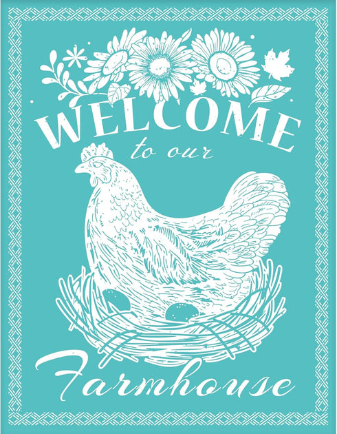 OLYCRAFT 2Pcs Farmhouse Self-Adhesive Silk Screen Printing Stencil Reusable Hen Mesh Stencils for DIY Home Decor T-Shirt Pillow Fabric Bags - 11x8...