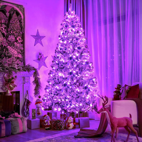 JMEXSUSS Purple Halloween Lights Clear Wire, 66ft 200 LED Purple String Lights Indoor Outdoor Waterproof, Purple Christmas Lights Plug in for Chri...