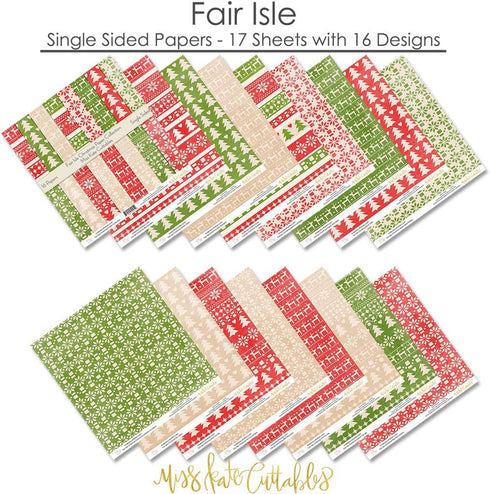 Miss Kate Cuttables Pattern Paper Pack - Fair Isle Christmas - Scrapbook Premium Specialty Paper Single-Sided 12"x12" Collection Includes 16 Sheet...