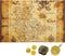 Gejoy Halloween Detailed Pirate Treasure Map Vintage Gold Secret Sea Historical Theme Party Accessory, Compass Necklace Plastic Coins Toy Pirate T...