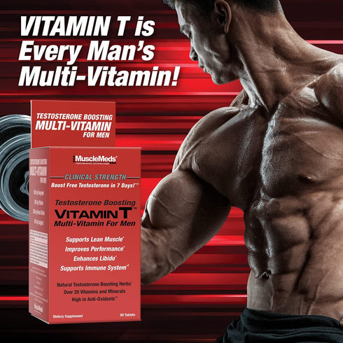 MuscleMeds Vitamin T Daily Complete Multivitamin for Men Enhances Testosterone Muscle Building Sexual Performance 20 Vitamins Minerals Fenugreek T...