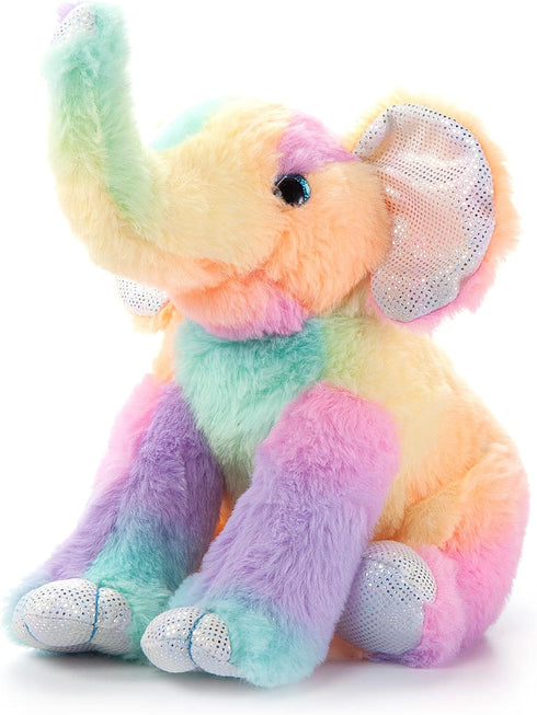 The Petting Zoo Elephant Stuffed Animal Plushie, Ombrez Animals, Rainbow Elephant Plush Toy 9 inches...