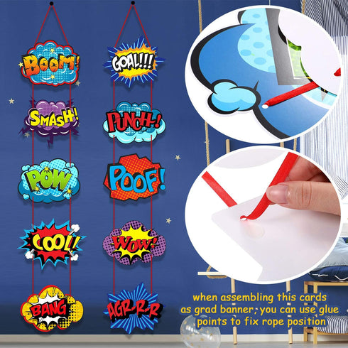 Poen Hero Themed Party Decorations Large Hero Action Sign Fun Cutouts Super Theme Birthday Baby Shower Party Supplies Back to School Classroom Dec...