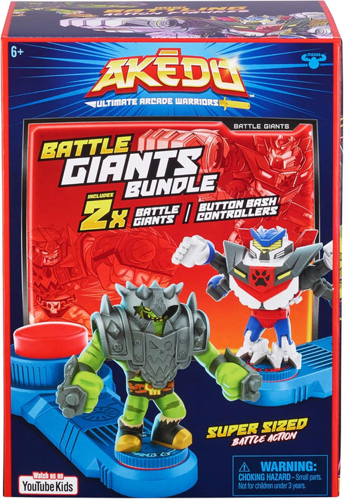 Akedo - Ultimate Arcade Warriors Battle Giants Versus Pack - Scratch-Atron VS Tonk - Mini Battling Action Figures Ready, Fight, Split Strike...