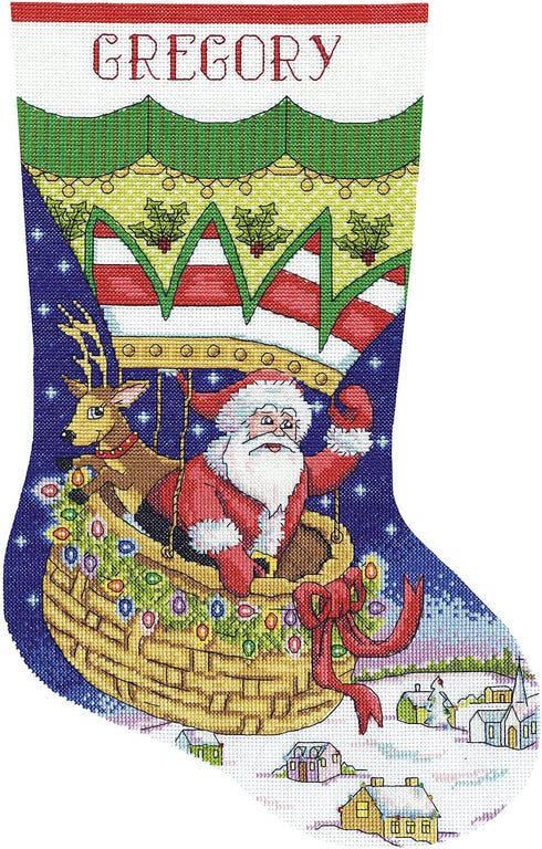 Design Works Crafts Balloon Ride Counted Cross Stitch Stocking Kit, White...