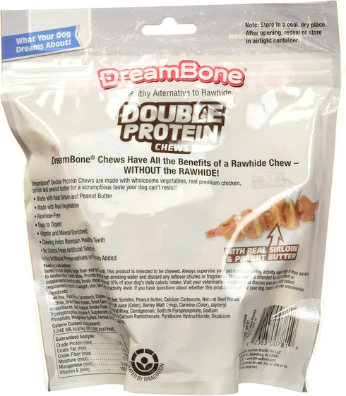Dreambone Double Protein Chews Made with Real Chicken, Sirloin and Peanut Butter, 10 Count, Rawhide-Free Chews for Dogs, 9.80 Ounce (Pack of 1)...