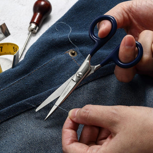 Small Sharp Embroidery Scissors - 5" Precision Tiny Stainless Steel Detail Needlework Shears for Sewing Trimming Fabric Thread Yarn, Comfort Blue ...