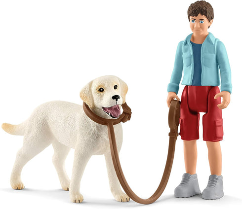 Schleich Farm World 4-Piece Playset for Kids Ages 3+, Walking with Labrador Retriever...