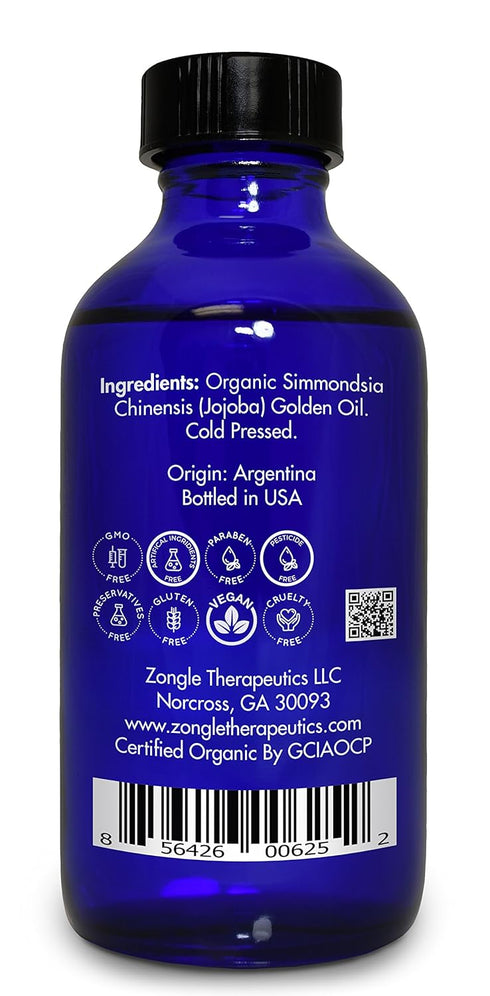 Organic Jojoba Oil by Zongle, 4 OZ – 100% Pure USDA Certified, Therapeutic Grade...