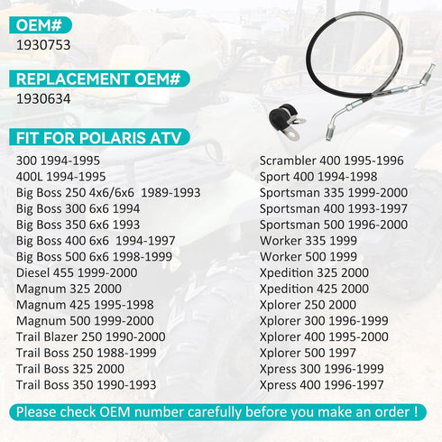 Front Right Brake Hose Line for Polaris Sportsman Magnum Trail Boss Trail Blazer Xplorer Xpress Scrambler Sport Xpedition Big Boss Diesel Worker 2...