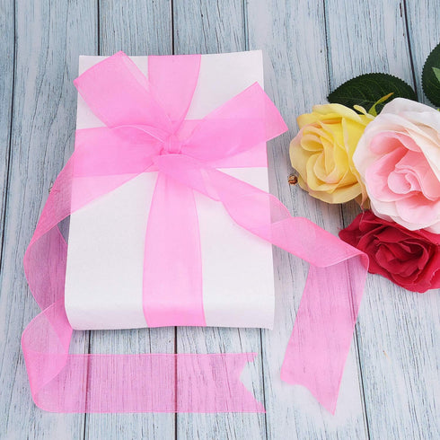 3 Rolls Sheer Chiffon Ribbons 1.5 Inches x 49 Yards/Each Roll for Wedding Gift Wrapping Home Decorations (Blue, White, Pink)...