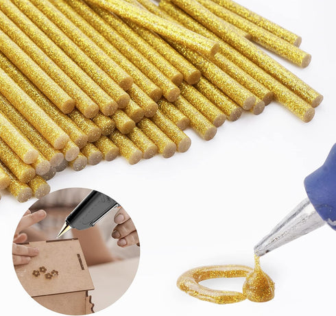ENPOINT Glitter Hot Melt Glue Sticks, 72pcs 3.93 x 0.27 in Gold Glue Sticks, Adhesive Mini Hot Glue Sticks EVA for Home Repair DIY Art Projects Bo...