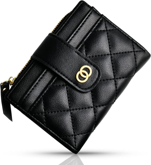 Small Wallet For Women- Credit Card Holder Wallet For Women Girls- Zipper Small Bifold Wallet Mini Coin Purse With ID Window...