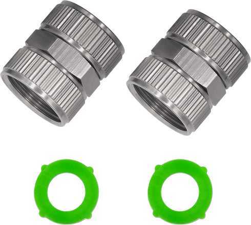 Garden Hose Adapter, Easy to Use, 2 Pack No Lead Metal 3/4 Inch Female to Female Connectors Fittings with 2 Extra Silicone Washers...