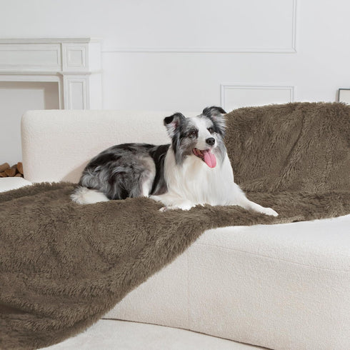 gogobunny Waterproof Plush Long Faux Fur Pet Throw Blanket Ultra Soft Fluffy Bed Couch Cover Washable - Premium Flannel Calming Blankets for Dog P...