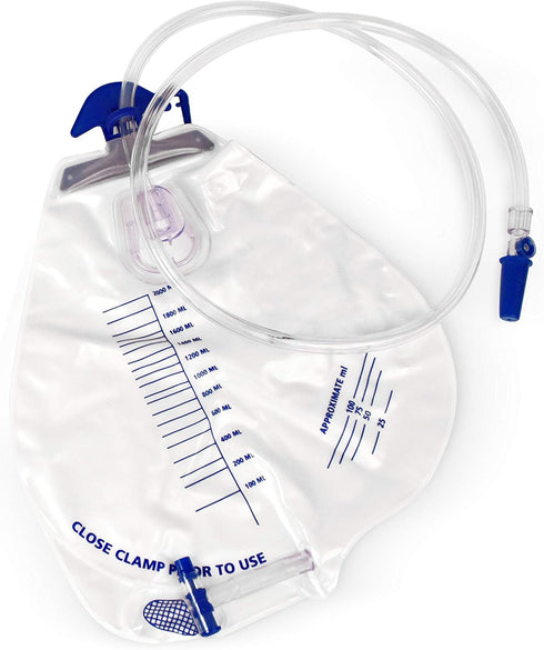 BodyHealt Foley Catheter Bag - Urinary Drainage Bag with Anti-Reflux Chamber - Urine Bag with 2000 mL Volume, 48" Drainage Tube - Catheter Bags fo...