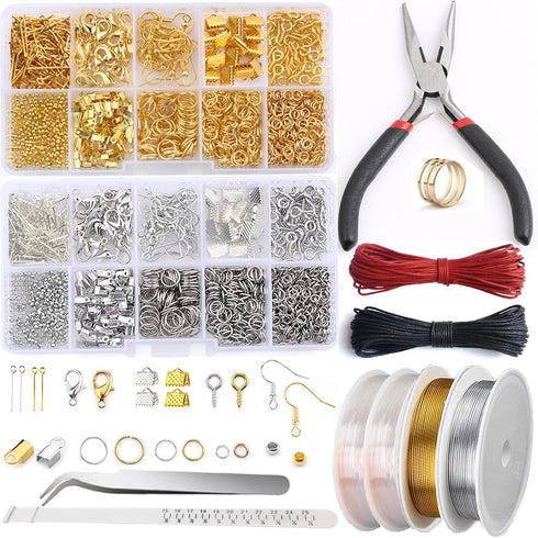 Jewelry Making Supplies Kit, 1430 PCS Jewelry Repair Tool with Accessories, Jewelry Pliers Jewelry Findings and Beading Wires for Jewelry Repair M...