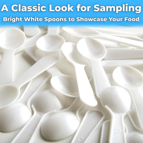 Extra Sturdy, BPA Free 200ct Plastic Tasting Spoons. Disposable Mini Tasters for Small Sampling or Individual Portions of Ice Cream, Sauces and Ap...