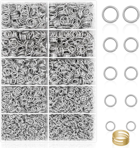 jump rings for jewelry making, 4600Pcs Silver Jump Rings with Jump Rings Open/Close Tools for Jewelry Making and Necklace Repair (Assorted Sizes)...