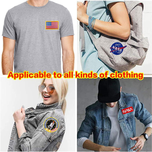 Space Shuttle Patches,NASA Patches,bfuee Apoll Patches,US Flag Patches for Hats,Jackets,Shirts,Vests, Shoes, Jeans 8 Pieces...