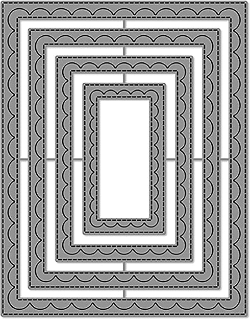 Lawn Fawn Dies - Outside In Stitched Scalloped Rectangle Stackables (LF1505)...