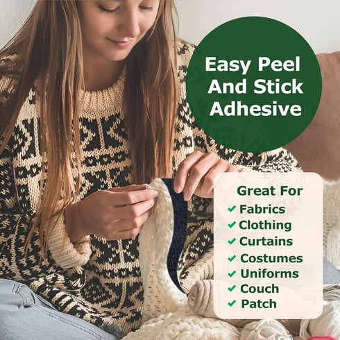 (4x6 Inch, 8 Sets) Stick On for Fabric, No Sew Sticky Back Patches for Clothes, Curtains - Double Sided Hook and Loop Tape Strips with Adhesive fo...