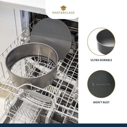 MasterClass 15 cm Deep Cake Tin with PFOA Free Non Stick and Loose Bottom, 1 mm Carbon Steel, 6 Inch Small Round Pan...