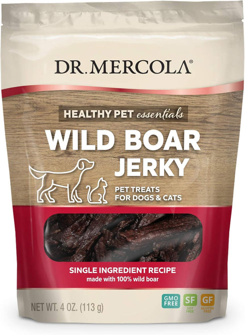 Dr. Mercola Wild Boar Jerky for Dogs and Cats, 4 oz. (113g), Made with Wild Boar, non GMO, Gluten Free, Soy Free...
