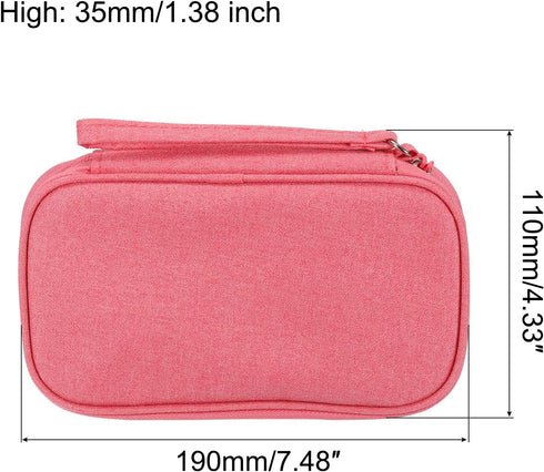 MECCANIXITY Electronic Organizer Case Travel Cable Organizer Bag Single Layer Waterproof Pouch Carry Case for Cable, Cord, Charger, Pink, 190x110x...
