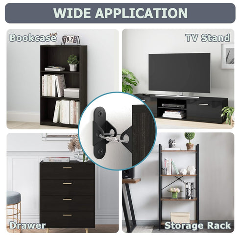 Furniture Wall Anchors (2 Pack), Anti Tip Furniture Anchors for Baby Proofing, Metal Earthquake Straps Secure 400 LBs Drawer, Cabinet to Wall, Dre...
