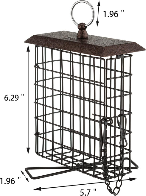 iBorn Suet Feeder Suet Bird Feeders for Outside Hanging,Squirrel Proof Suet Cakes Bird Feeder for Wild Birds,Metal Brown(Pack of 1)...