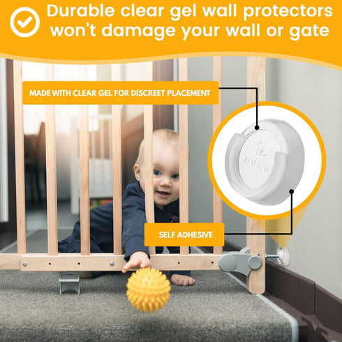 Baby Gate Wall Protectors - Clear, Self-Adhesive Bumpers for Safety Gates - Removable, Reusable & Washable Padding | Essential Accessories for Chi...