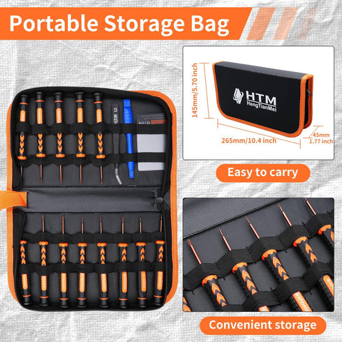 HengTianMei 18-Piece S2 Precision Screwdriver Set with Case- Torx, Phillips, Flat Head, Triangle, Hex, Micro Magnetic Screwdriver Repair Tool Kit ...