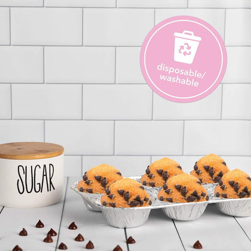 PLASTICPRO Aluminum Foil Muffin Pans Reusable and Disposable, Holds 6 Cupcakes/Muffin & Pie foil Pan Pack of 10...