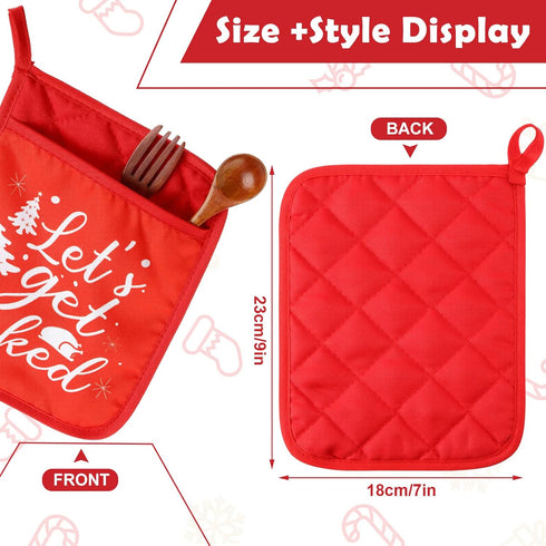 WILLBOND 12 Pieces Christmas Pot Holders with Pocket Funny Pot Holders for Kitchen Heat Resistant Oven Hot Pads Mitts Pot Holders for Baking Cooki...