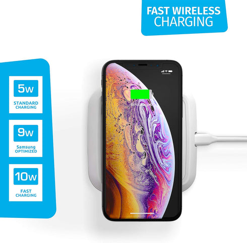 ZENS Wireless Single Qi Charging Pad with 10 Watt Power Output, Works with Apple iPhone, Samsung Galaxy, and All Other Qi-Enabled Devices, White...