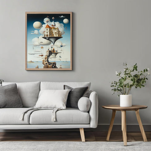 Posterizer 1 pcs-futuristic surreal scenary with floating buildings-Abstract & Modern Art-Fantasy & Fiction Art-Gift for Art Lovers-Decor for Home...