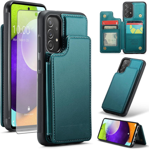 Asuwish Phone Case for Samsung Galaxy A52/A52S 5G Wallet Cover with Screen Protector and RFID Blocking PU Leather Credit Card Holder Stand Cell Ac...