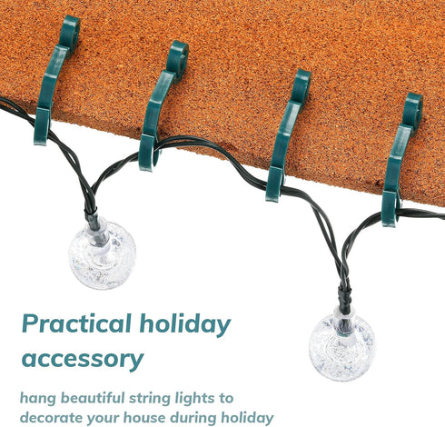 Queekay 100 Pieces Christmas Light Hooks Holiday Plastic Siding Clips Mini Outdoor Gutter Light Hanging Hangers for Icicle Rope Lights Christmas D...