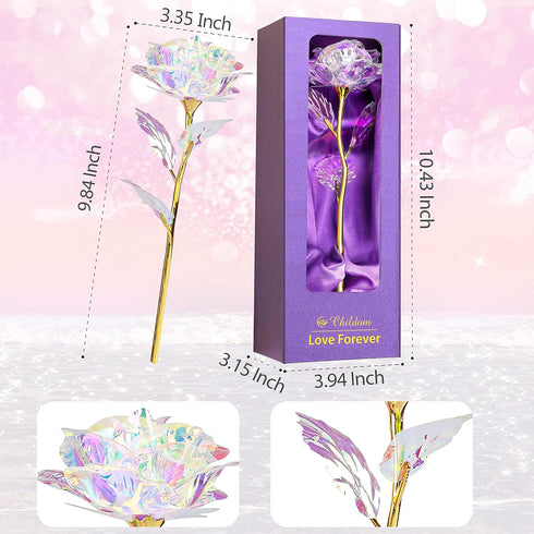 Childom Birthday Gifts for Women,Christmas Rose Gifts for Her Mom,Rainbow Rose Present for Her,Sweet Artificial Flower for Wife,Grandma,Women,Chri...