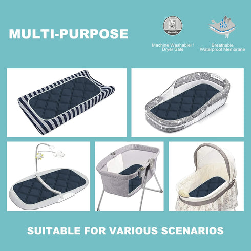 Sunny zzzZZ 6 Pack Baby Waterproof Changing Pad Liners - Quilted Thicker Ultra Soft Changing Table Cover Liners - Durable & Easy to Clean - Navy B...