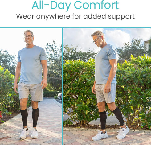 Vive Calf Compression Sleeve for Men & Women 20-30mmHg (1 Pair) - Footless Calf Support Leg Compression Socks for Shin Splint, Pain Relief, Diabet...